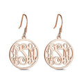 Monogram Earrings, Drop Earrings Elegant Jewellery Rose Gold Plated - Silver