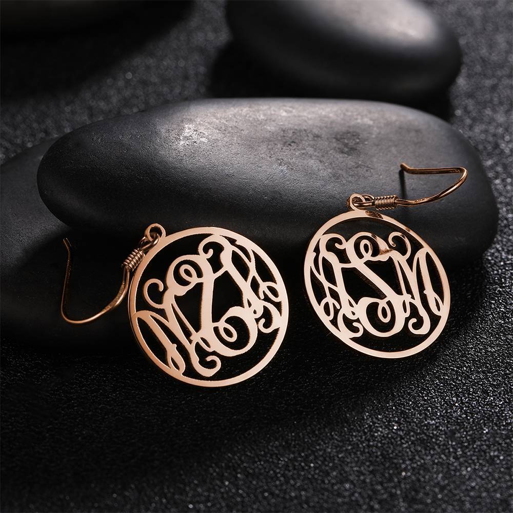 Monogram Earrings, Drop Earrings Elegant Jewellery Rose Gold Plated