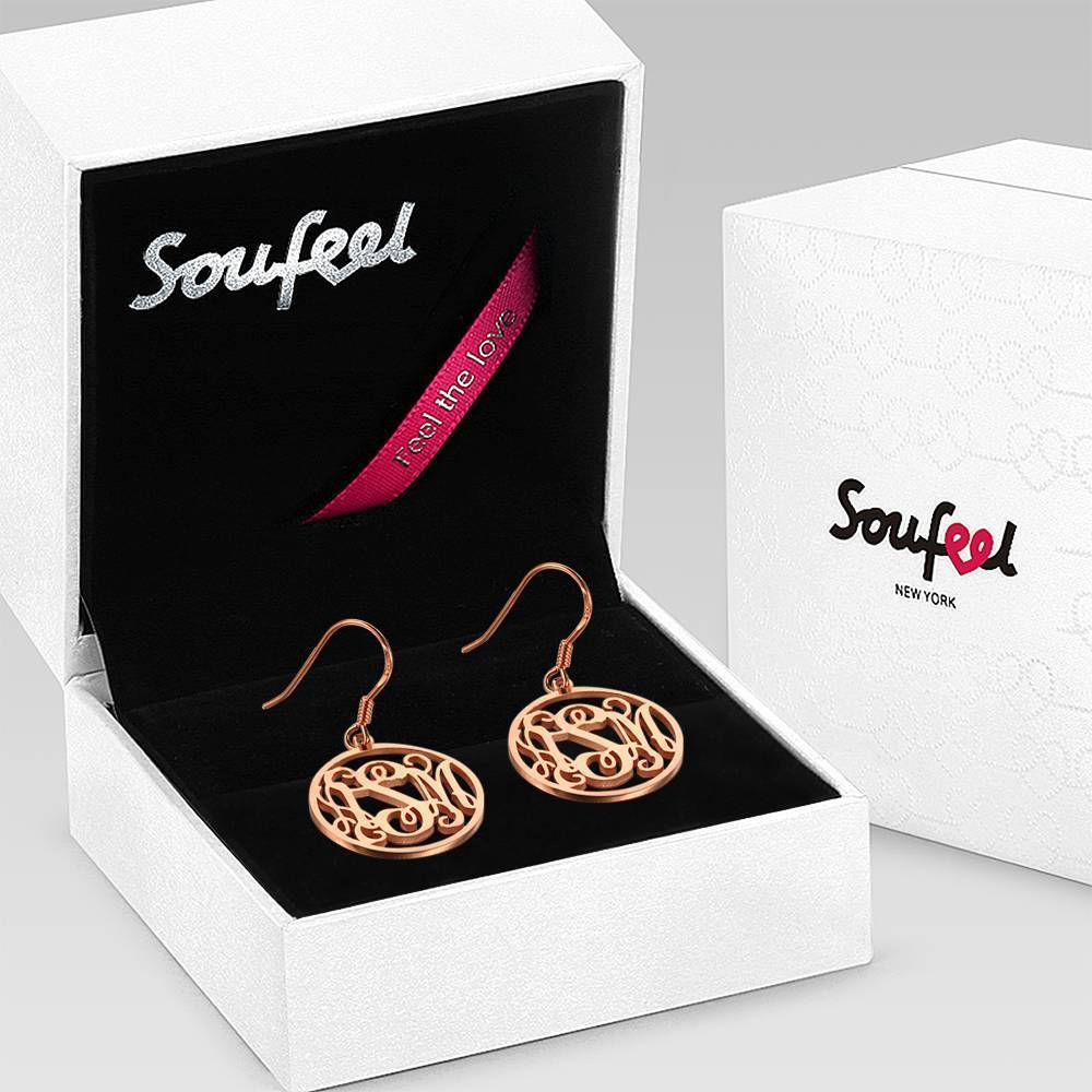 Monogram Earrings, Drop Earrings Elegant Jewellery Rose Gold Plated