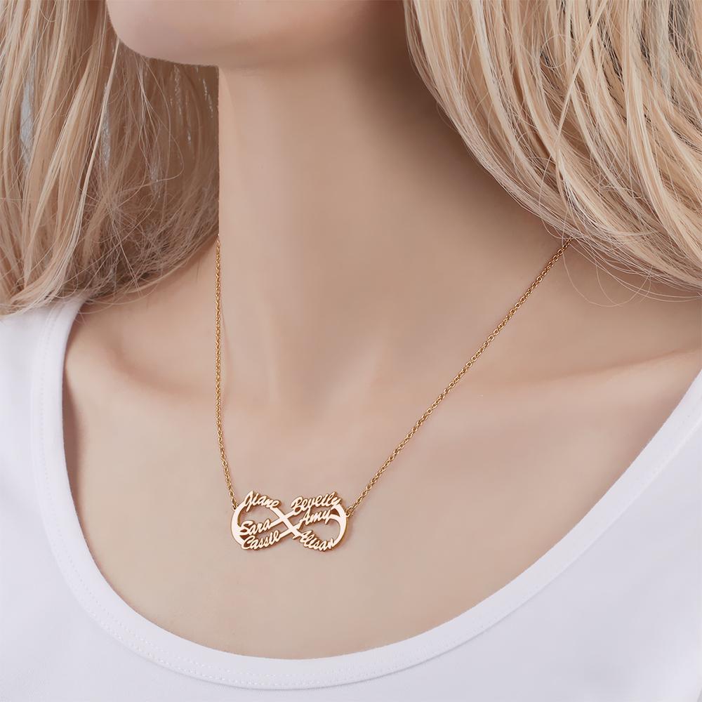 Infinity Six  Name Necklace Rose Gold Plated - Silver