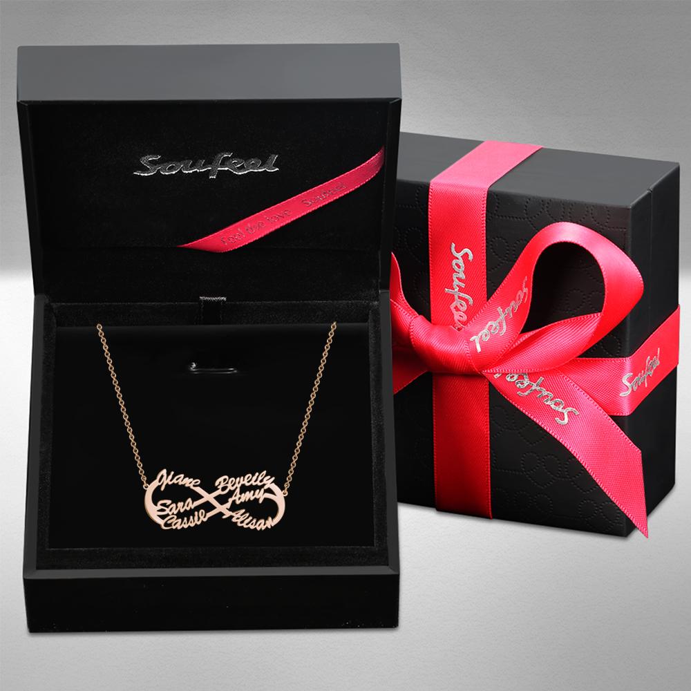 Infinity Six  Name Necklace Rose Gold Plated - Silver