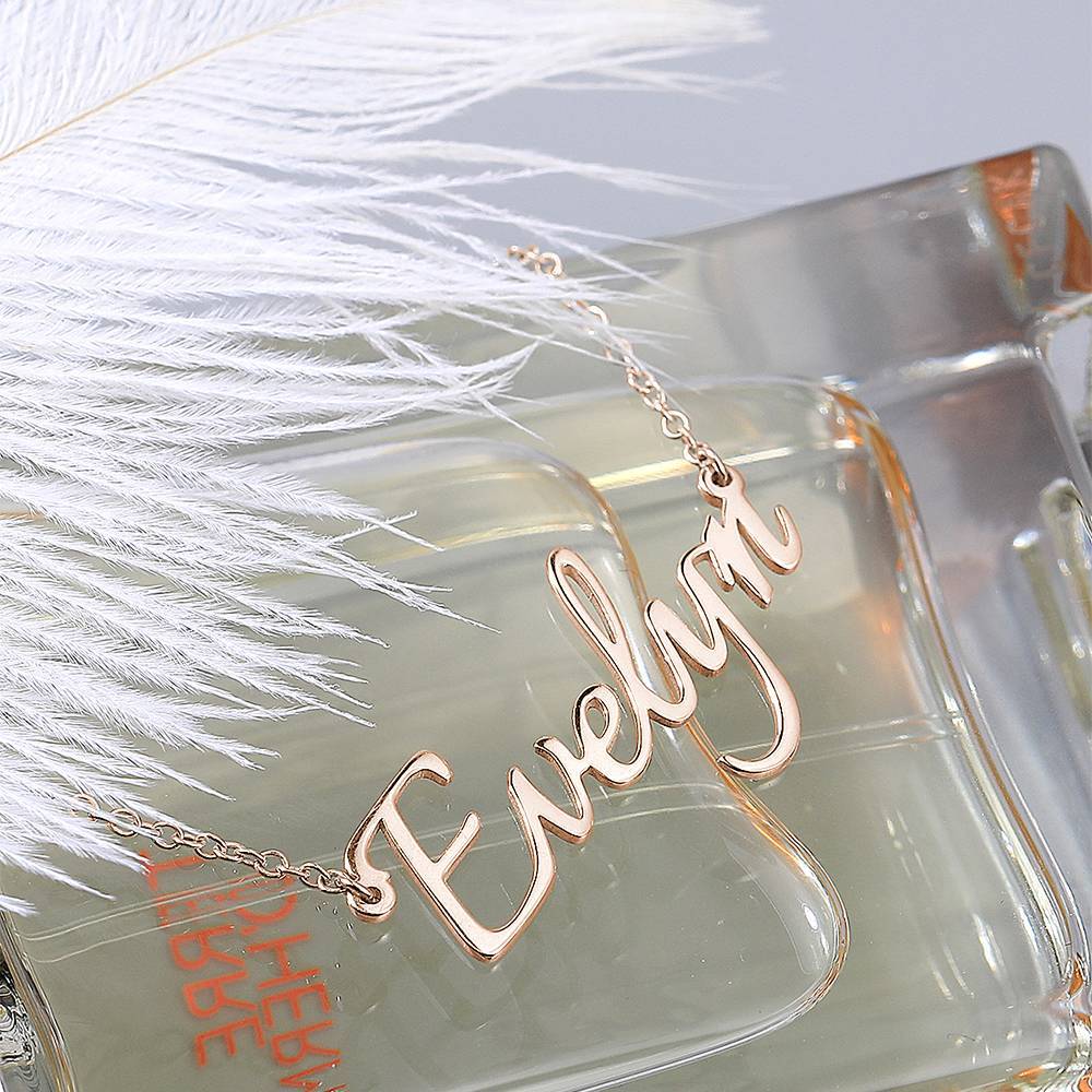 Personalized Name Necklace Rose Gold Plated Silver