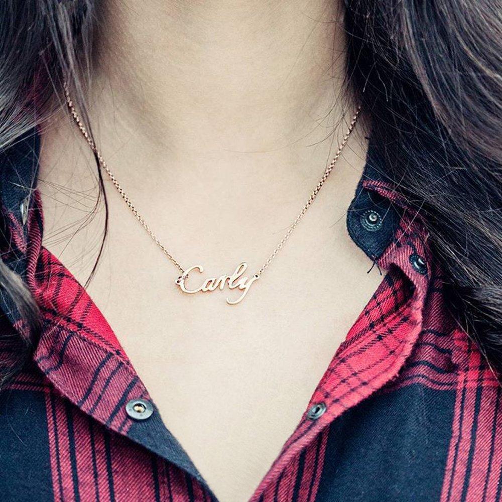 Personalized Name Necklace Rose Gold Plated Silver