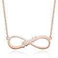Name Necklace, Infinity Necklace Classical Style Rose Gold Plated - Silver