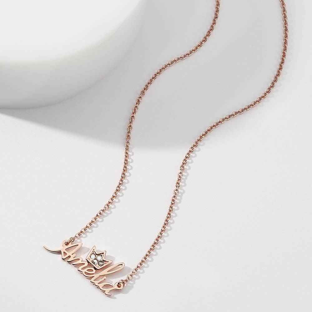 Personalized Soufeel Crystal Name Necklace with Crown Rose Gold Plated Silver