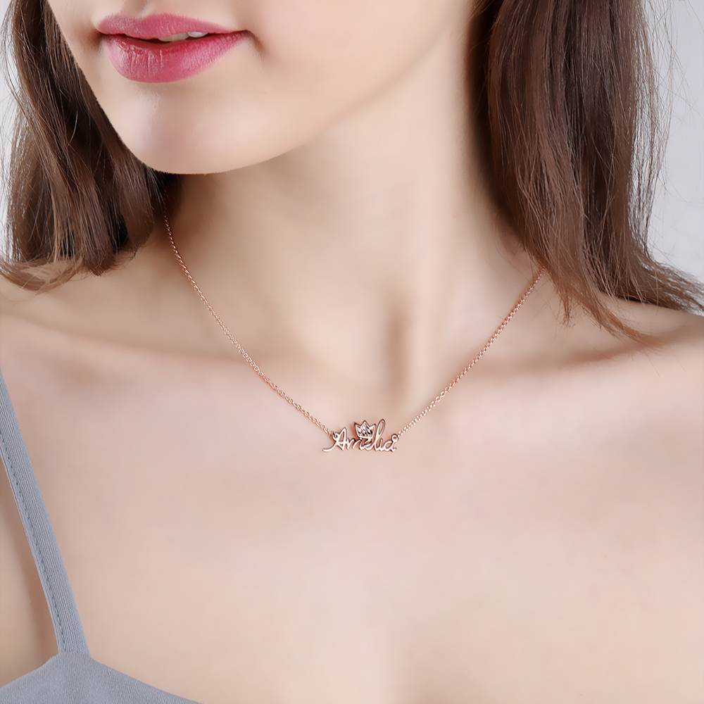 Personalized Soufeel Crystal Name Necklace with Crown Rose Gold Plated Silver