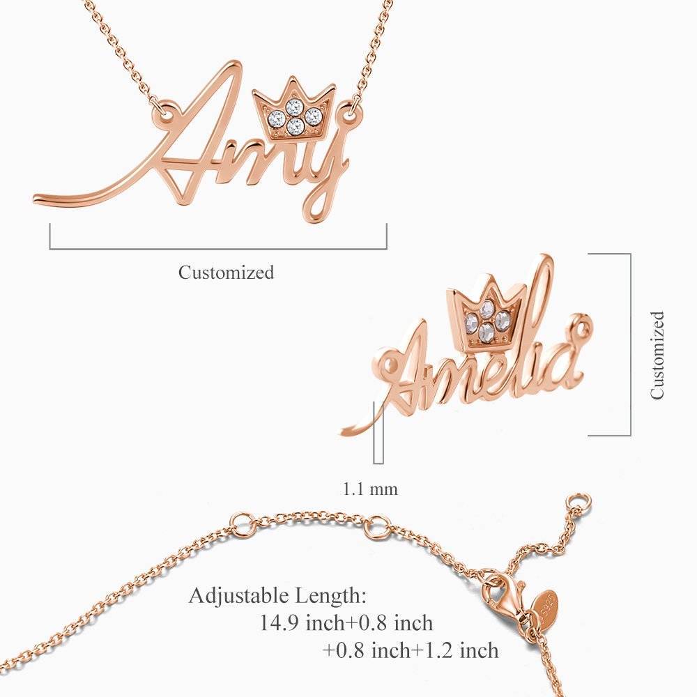 Personalized Soufeel Crystal Name Necklace with Crown Rose Gold Plated Silver