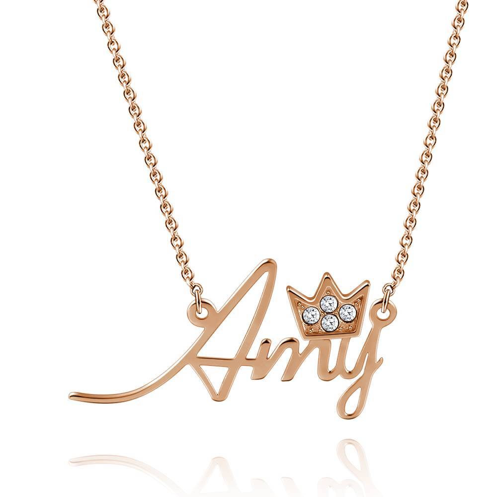 Personalized Soufeel Crystal Name Necklace with Crown Rose Gold Plated Silver