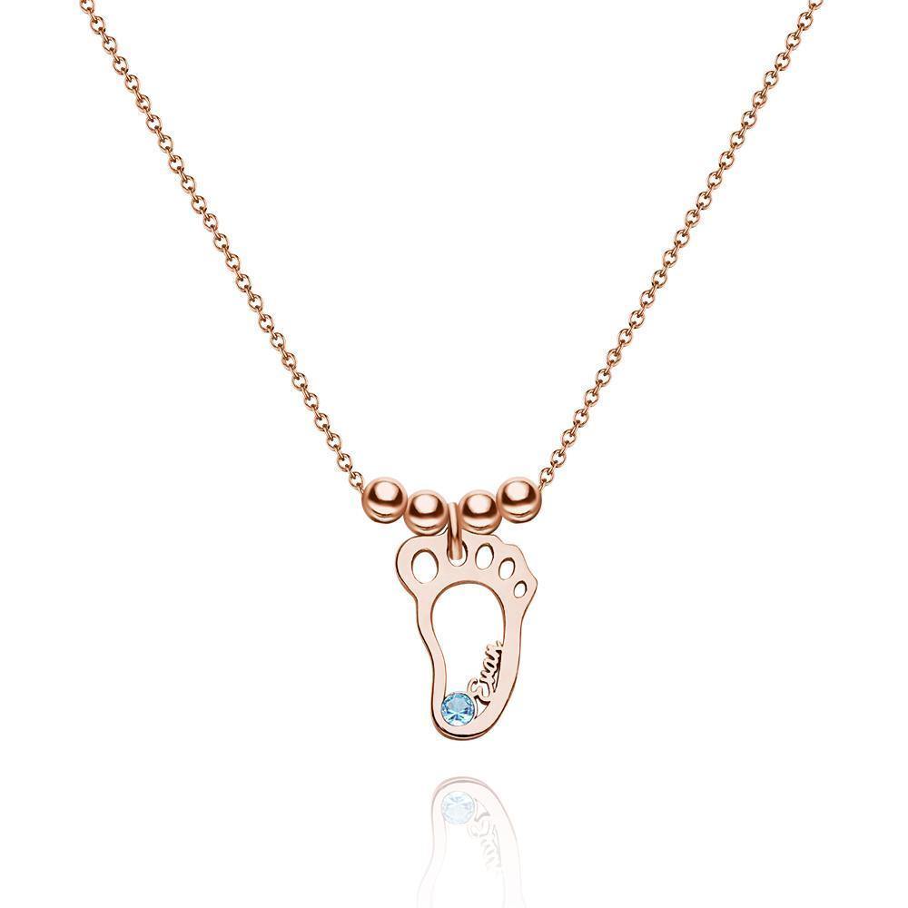 Custom Birthstone Necklace with Names Mother's Necklace Rose Gold Plated Silver (1-6 Feet)