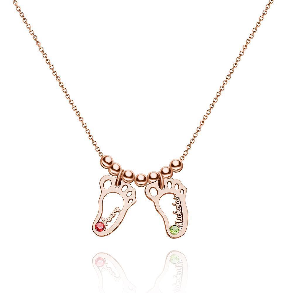 Name Necklace with Custom Birthstone Mother's Necklace Unique Gifts Rose Gold Plated Silver (1-6 Feet)