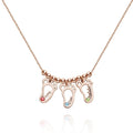 Name Necklace with Custom Birthstone Memorial Gifts Rose Gold Plated Silver (1-6 Feet)