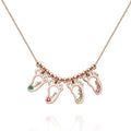 Name Necklace with Custom Birthstone Gifts for Her/Mom  Rose Gold Plated Silver (1-6 Feet)