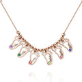 Custom Birthstone Necklace with Names Mother's Necklace Memorial Gifts Rose Gold Plated Silver (1-6 Feet)