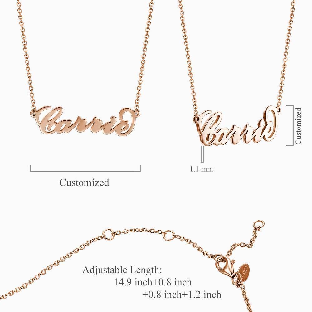 Carrie Style Name Necklace Rose Gold Plated Silver
