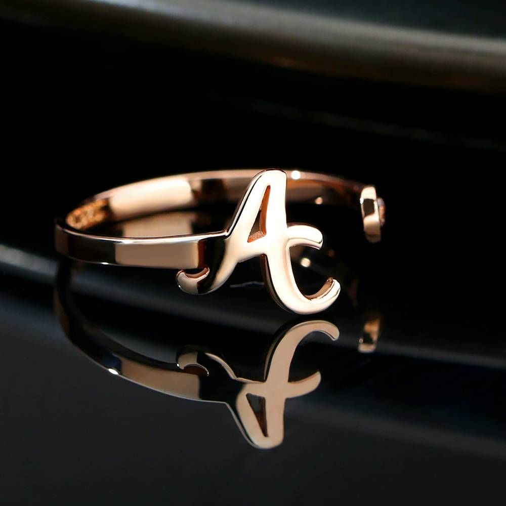 Initial Personalised Birthstone Name Ring Rose Gold Plated Silver