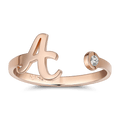 Initial Personalised Birthstone Name Ring Rose Gold Plated Silver
