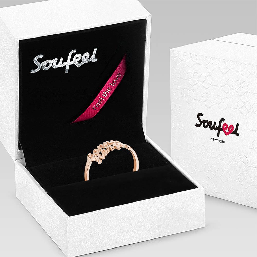 Two Name Ring Rose Gold Plated Silver