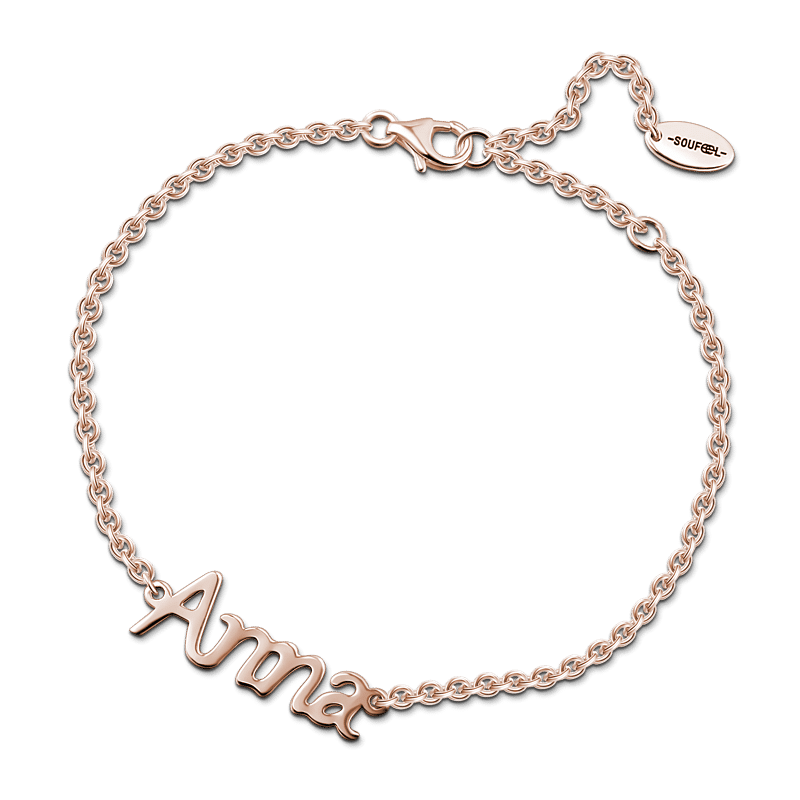 Personalized Name Bracelet Rose Gold Plated Silver - Length Adjustable