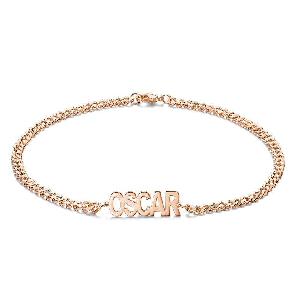 Men's Bracelet Engraved Bent card Bracelet  Gift for Boy - Rose Gold