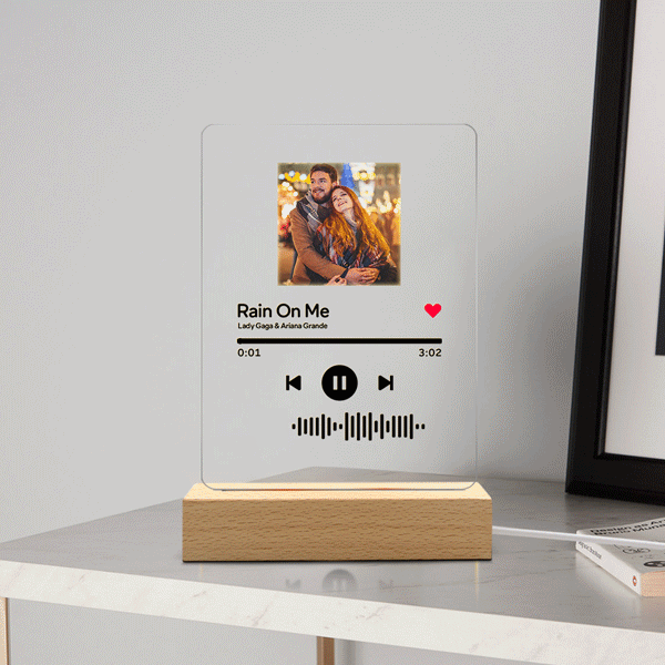 Custom Music Plaque Scannable Music Glass 7 Colors Night Light Romantic Gift