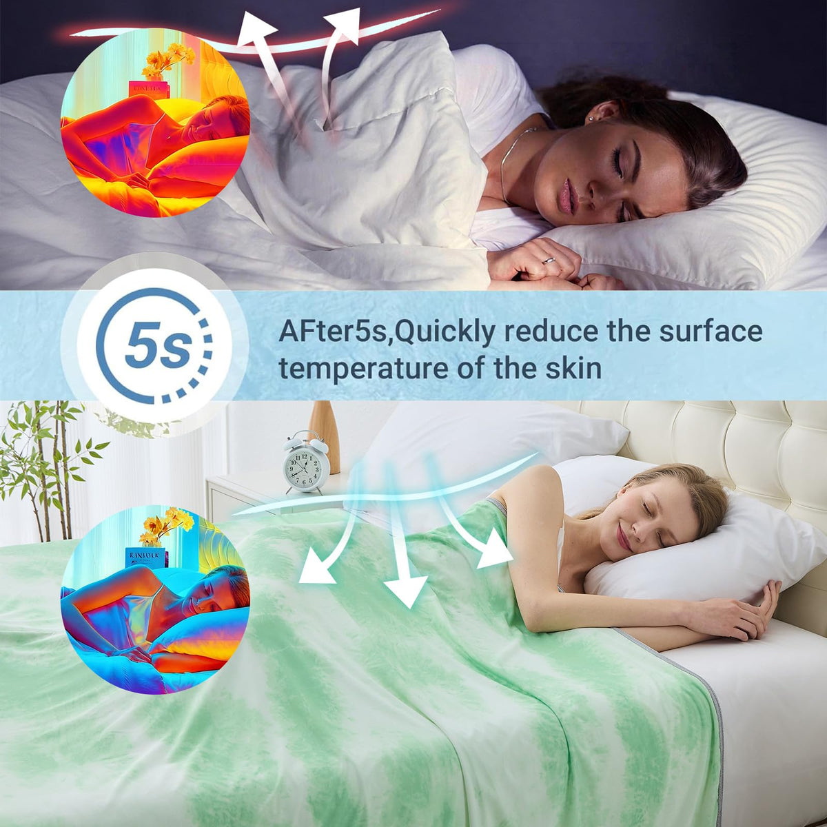 Cooling Blanket Queen Size (90"X90"), Cold Blanket for Hot Sleepers, Ultra-Cool Lightweight & Breathable, Soft Thin for Night Sweats, Bed & Couch