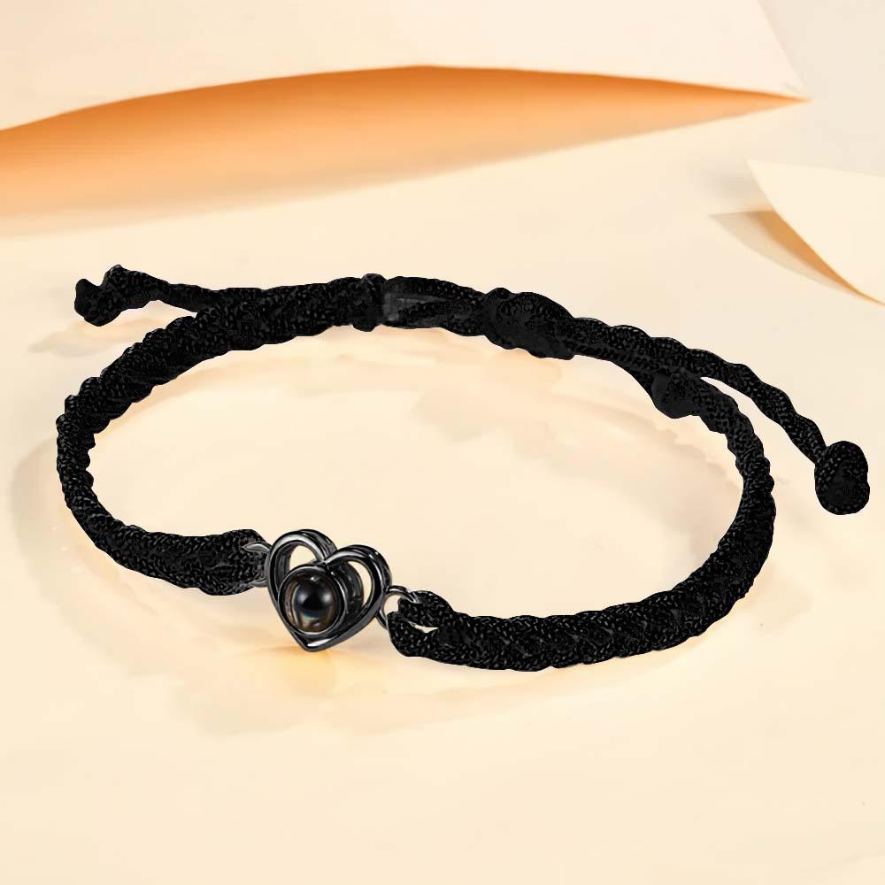 Custom Photo Projection Braided Rope Bracelet Memorial Photo Inside Bracelet Gifts for Her