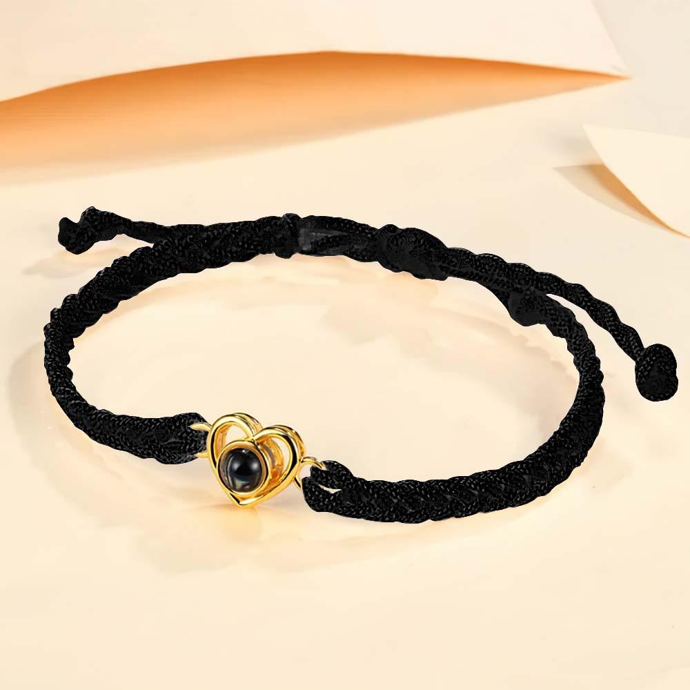 Custom Photo Projection Braided Rope Bracelet Memorial Photo Inside Bracelet Gifts for Her