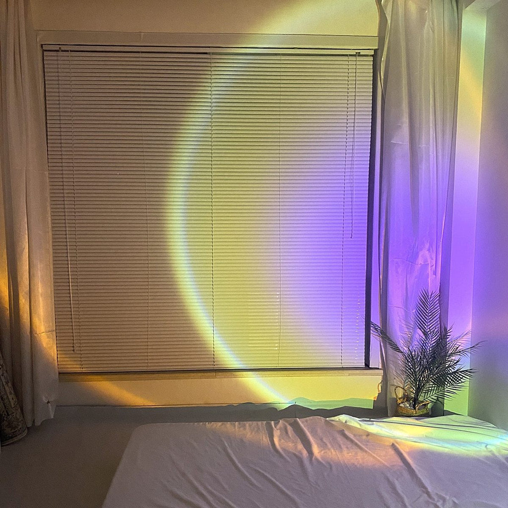 Christmas Gifts Sunset Projector Lamp Sunny (Green & Pink) Aura Glow Lights Decor For Bedroom Rainbow Projection Lamp