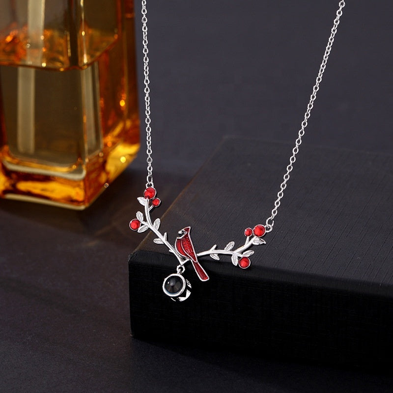 Custom Cardinal Bird Projection Photo Necklace Memorial Gifts