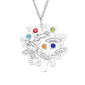 Family Tree Necklace, Engraved Necklace with Six Birthstones Silver