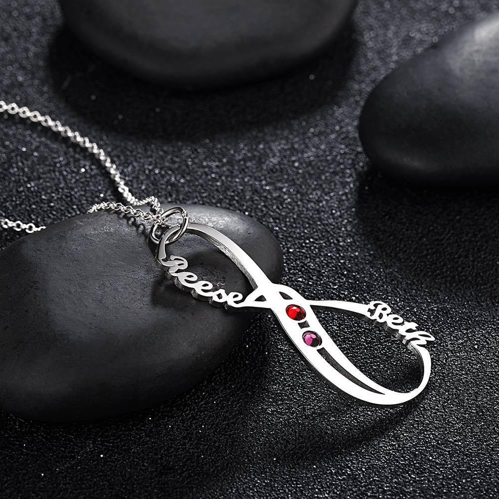 Name Necklace with Birthstone Infinity Necklace Unique Gift Silver