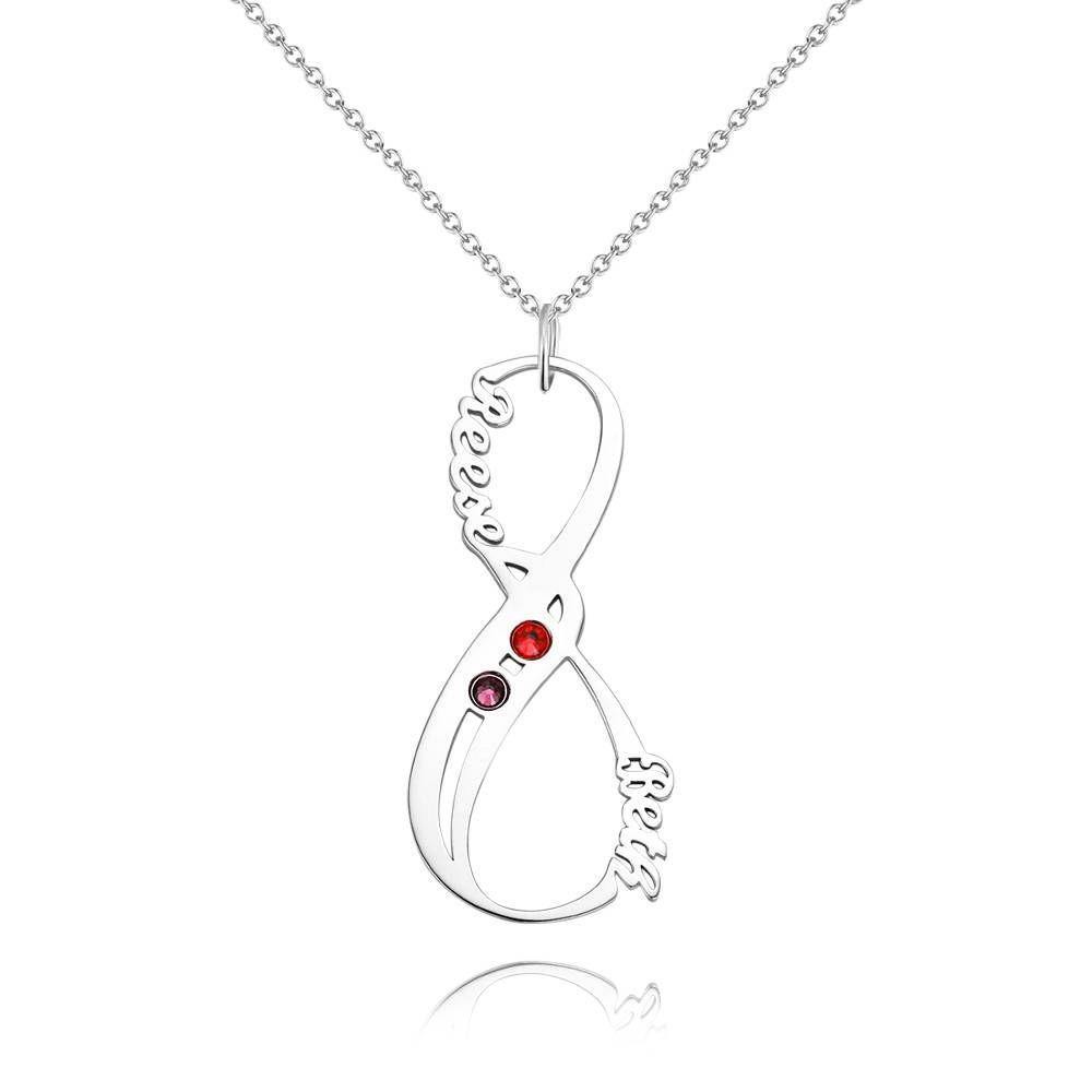 Name Necklace with Birthstone Infinity Necklace Unique Gift Silver