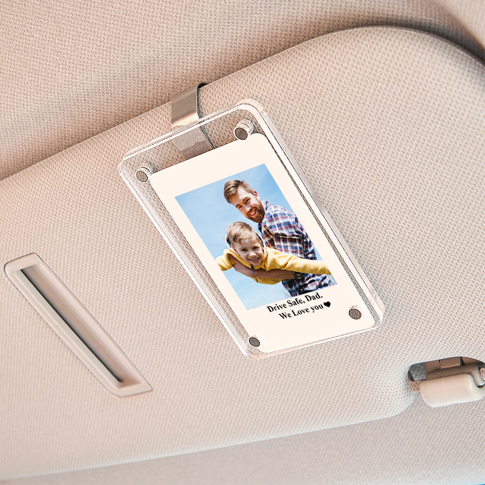 Custom Photo Car Visor Clip Personalized Photo Text Acrylic Father's Day Gift for Him
