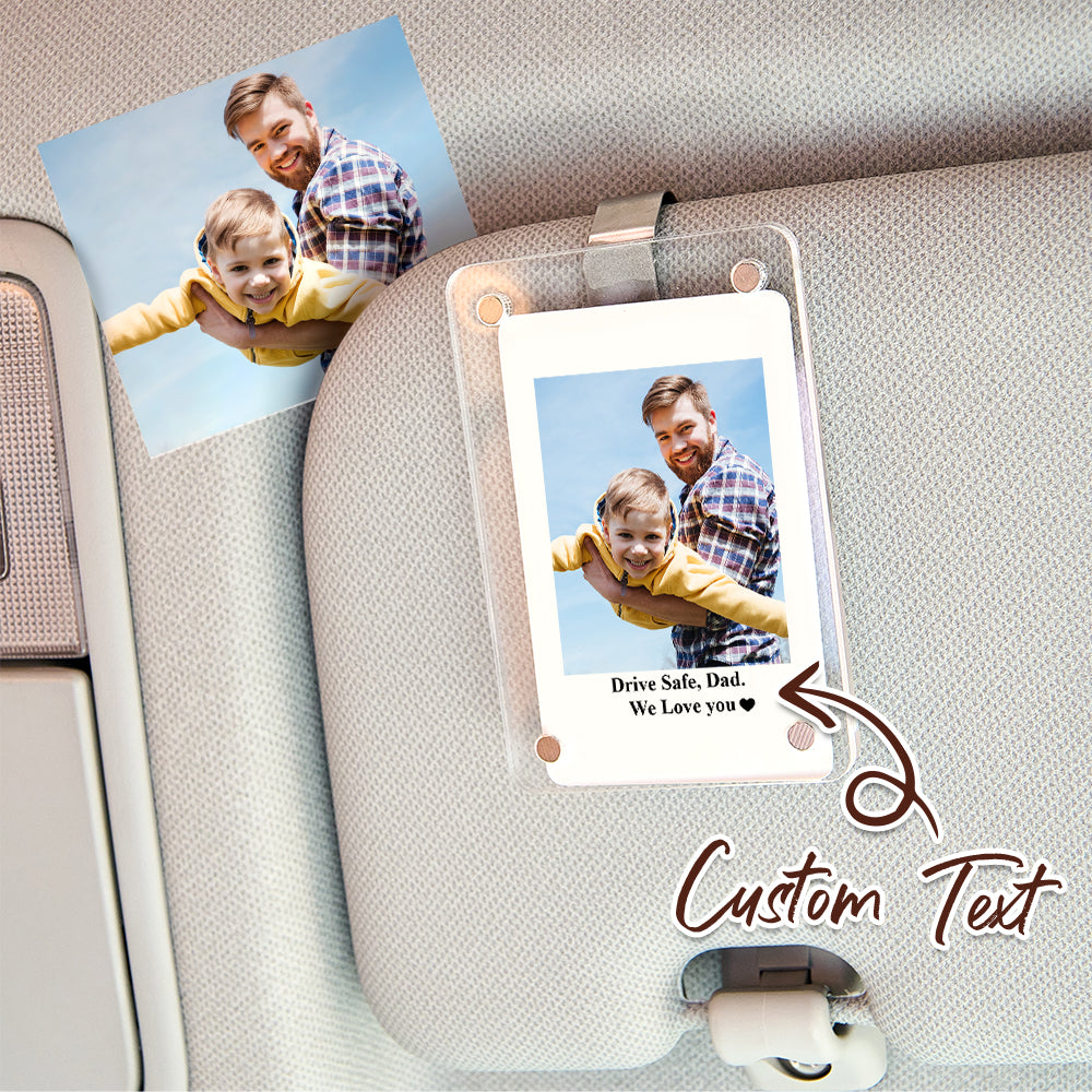 Custom Photo Car Visor Clip Personalized Photo Text Acrylic Father's Day Gift for Him