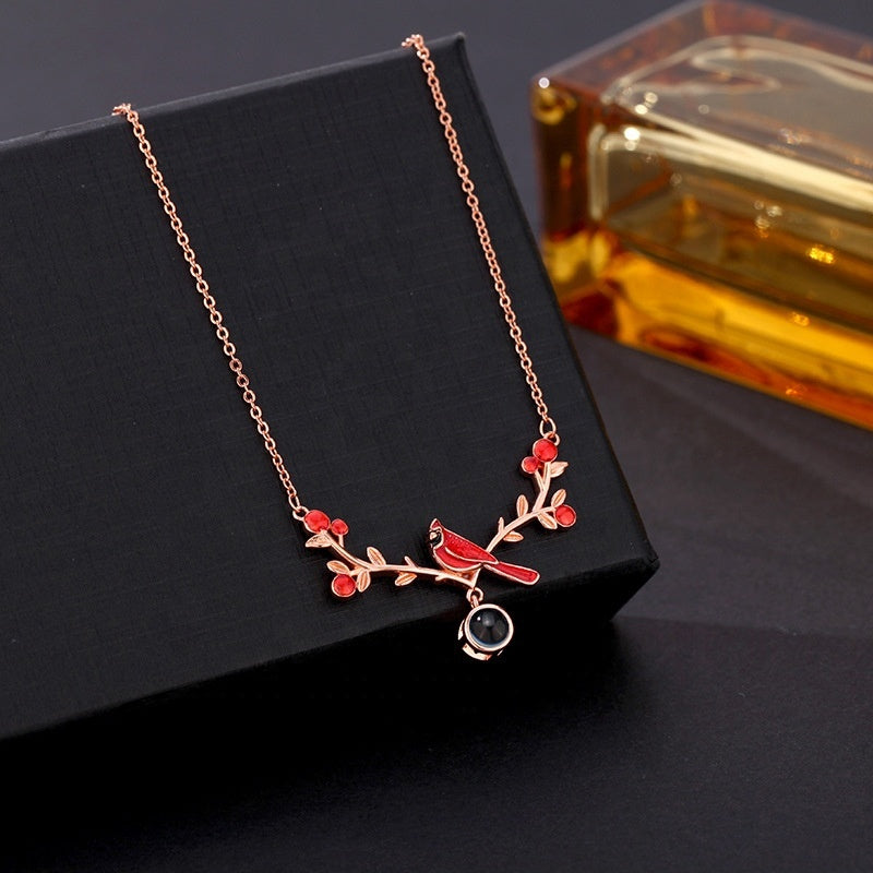 Custom Cardinal Bird Projection Photo Necklace Memorial Gifts
