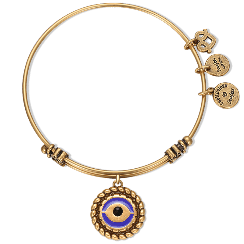 Evil Eye Charm Bangle Gold Plated