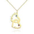 Custom Birthstone Necklace, Name Necklace Heart-shaped 14K Gold Plated - Silver