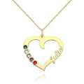 Name Necklace with Five Birthstones 14K Gold Plated - Silver