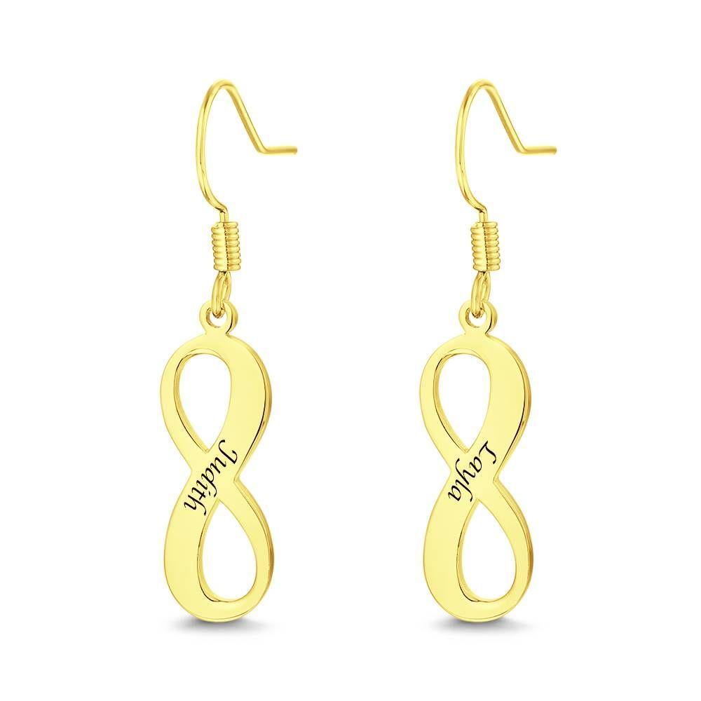 Custom Engraved Earrings with Infinity Earrings 14K Gold Plated - Golden