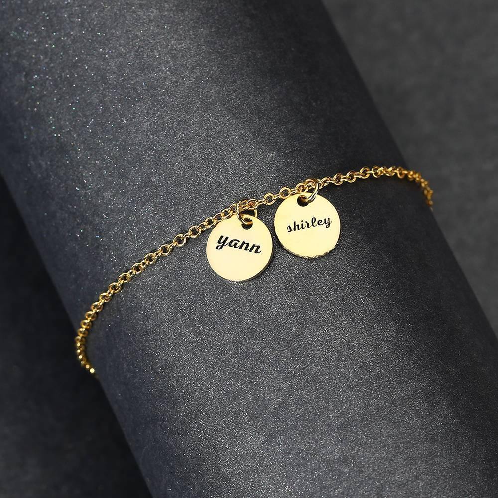 Engraved Two Coins Anklet 14k Gold Plated Silver