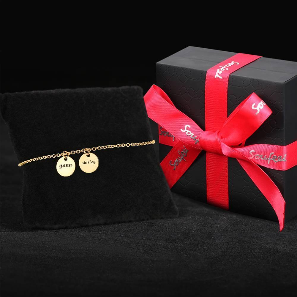 Engraved Two Coins Anklet 14k Gold Plated Silver