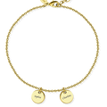 Engraved Two Coins Anklet 14k Gold Plated Silver