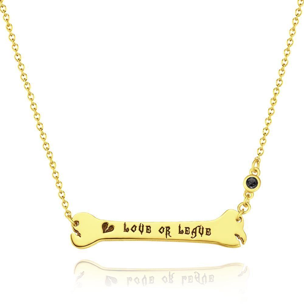 Custom Necklace Name Necklace Bone Bar Necklace with Broken Heart Gifts 14k Gold Plated Silver