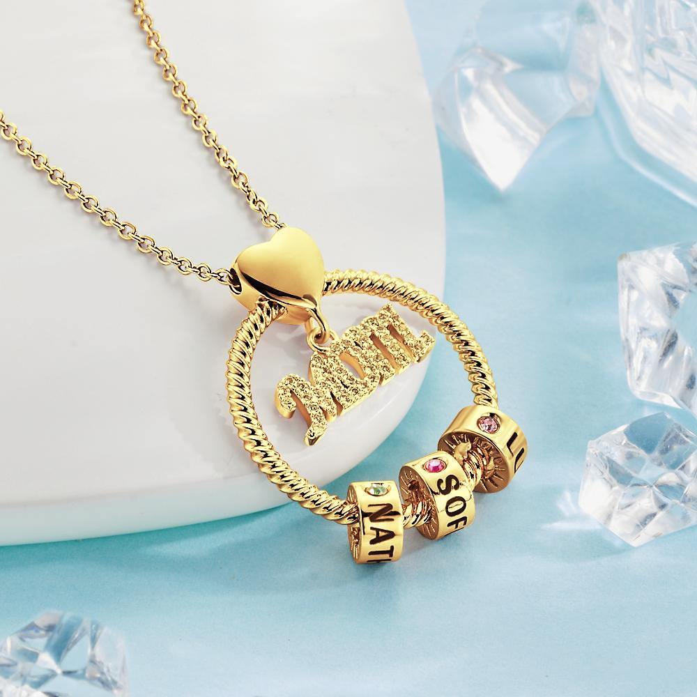 Custom Engraved Necklace With One Birthstone Gifts For Mom - Gold