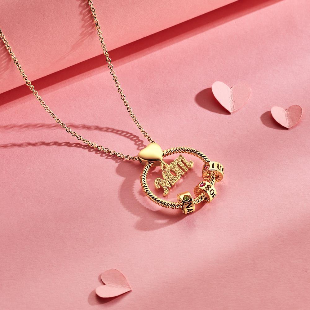 Custom Engraved Necklace With One Birthstone Gifts For Mom - Gold