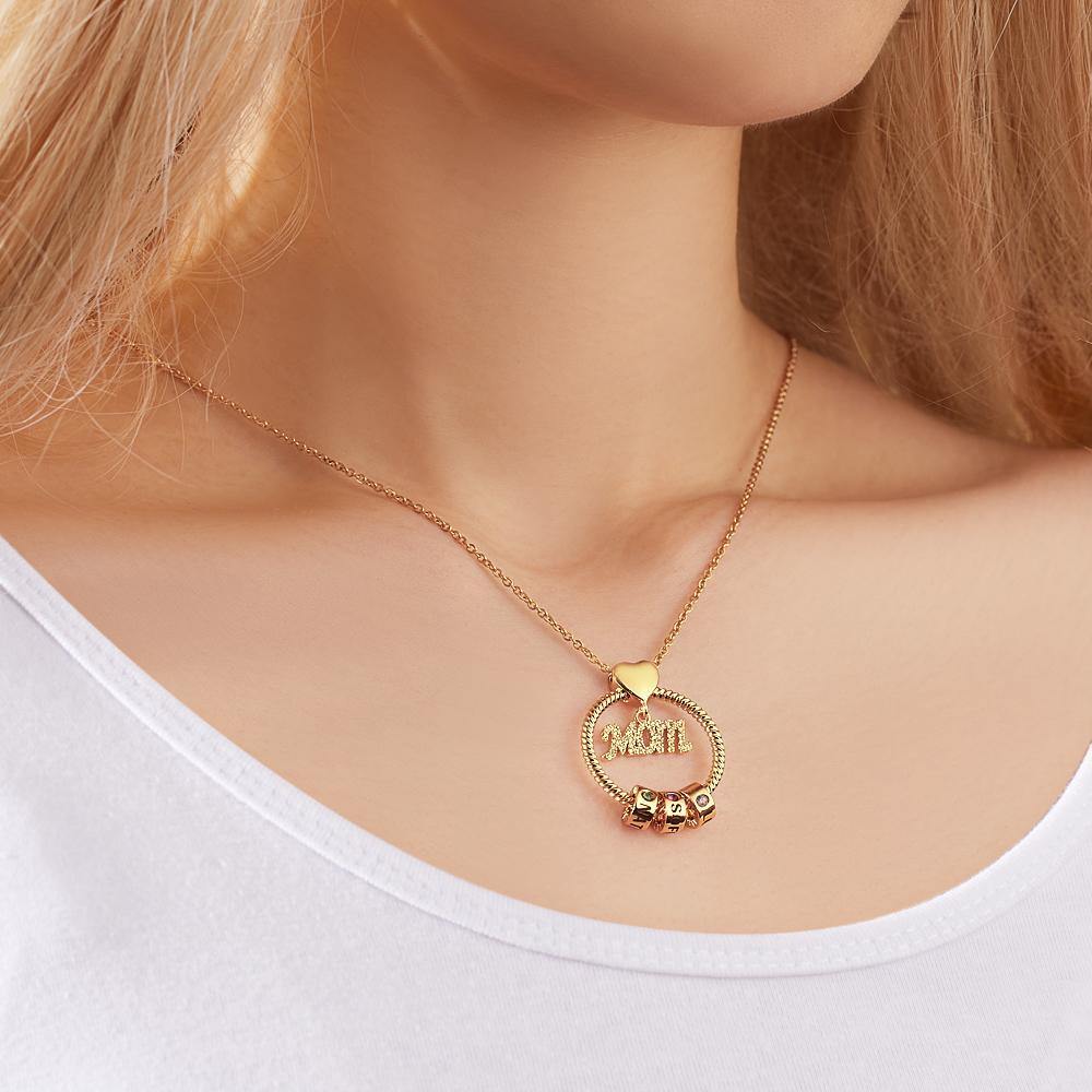 Custom Engraved Necklace With One Birthstone Gifts For Mom - Gold