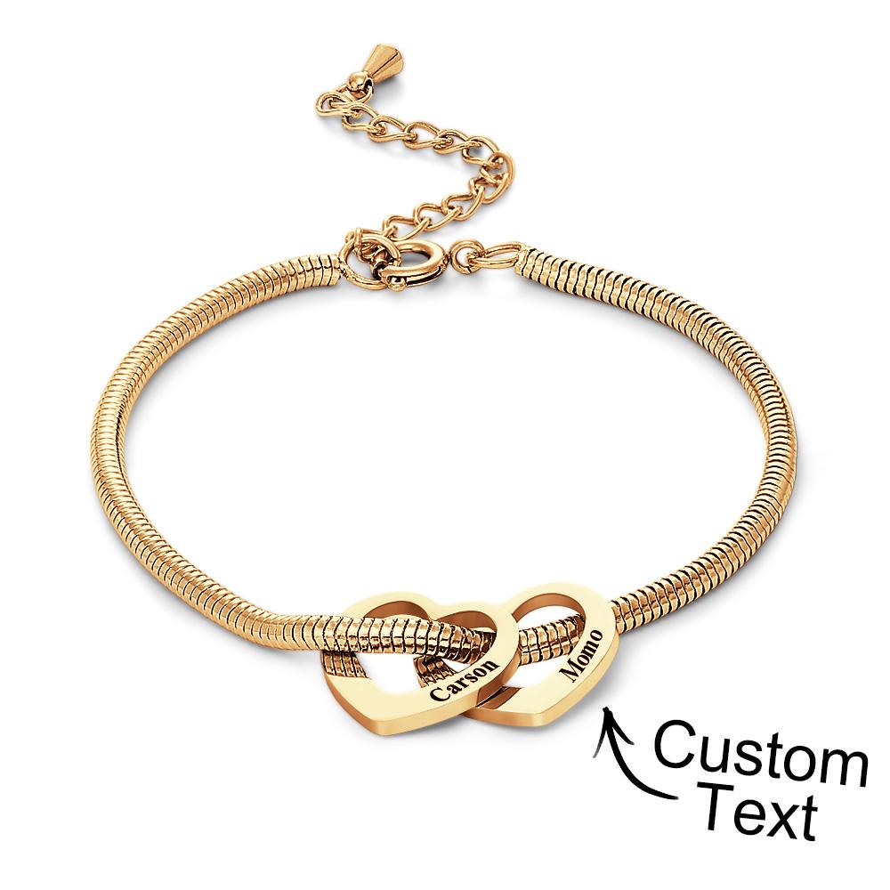Custom Engraved Bracelet Custom Mom and Kids Name Heart Charms Gifts