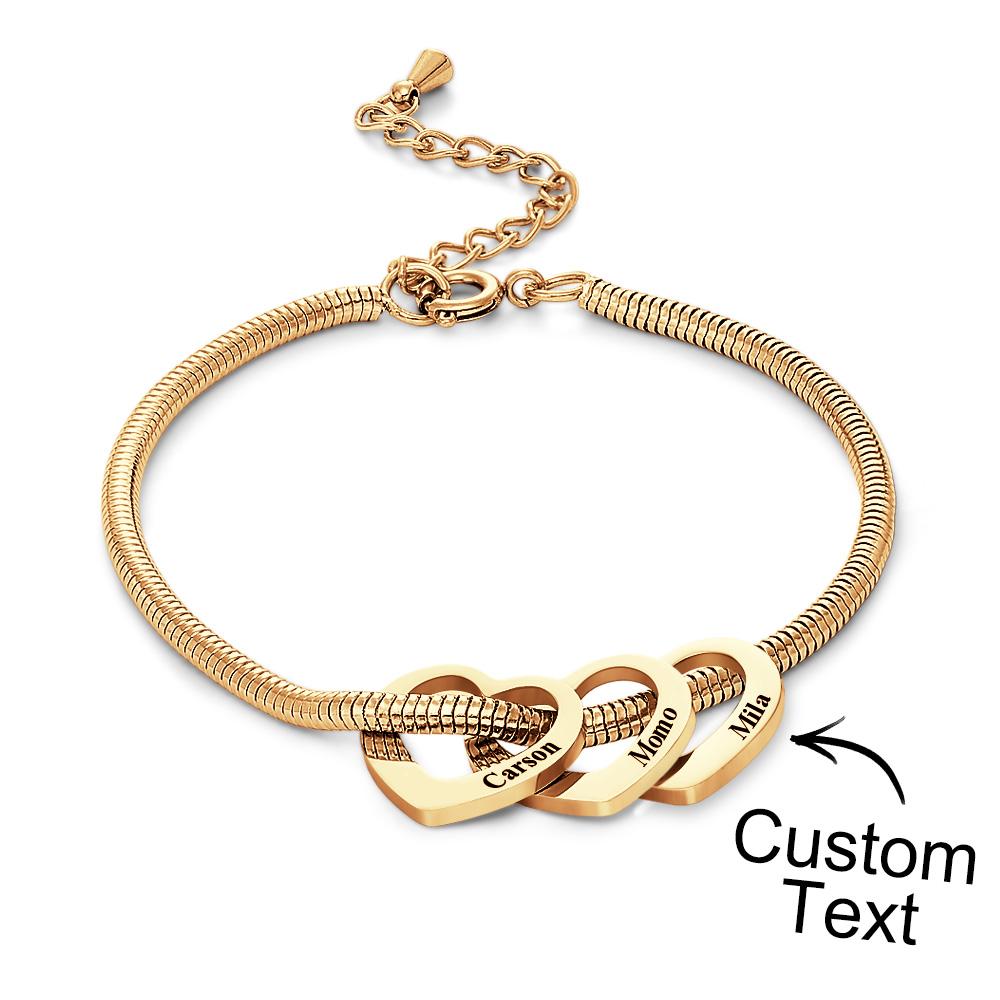 Custom Engraved Bracelet Custom Mom and Kids Name Heart Charms Gifts