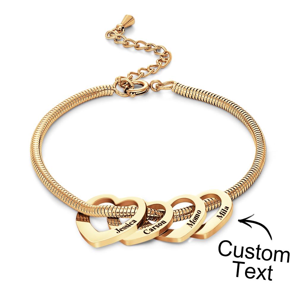 Custom Engraved Bracelet Custom Mom and Kids Name Heart Charms Gifts
