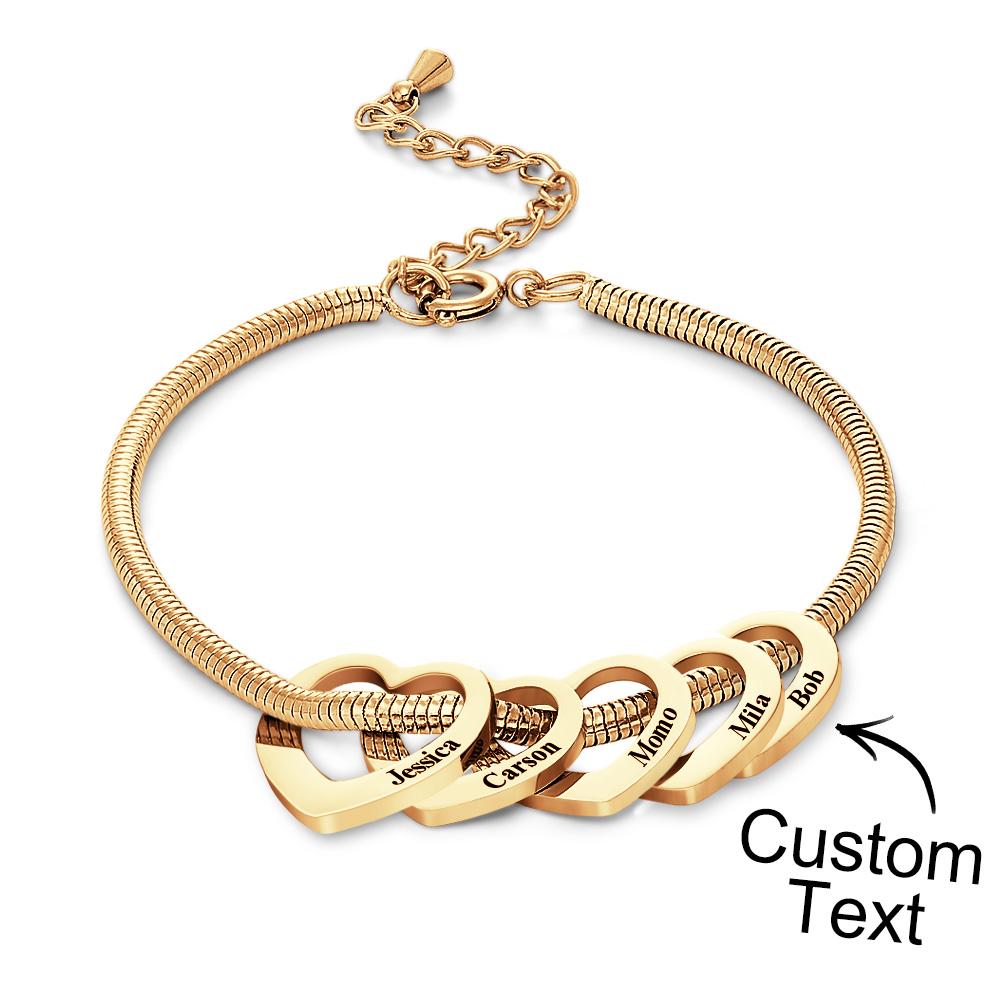 Custom Engraved Bracelet Custom Mom and Kids Name Heart Charms Gifts